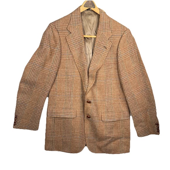 Vintage 80s Chaps Ralph Lauren Plaid Tweed British Wool Sport Coat USA Made